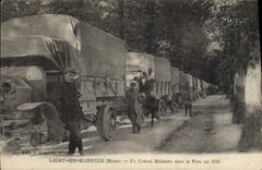 VINTAGE POSTCARD Militaria Ligny in Barrois a military convoy in the park in 1916