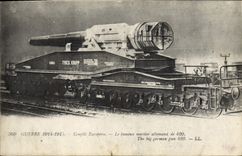 CPA Militaria Le fameux mortier allemand de 420 