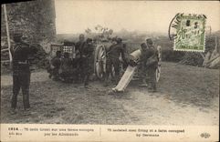 La POSTAL Militaria 75 de la VENDIMIA aísla en una granja ocupa por los alemanes