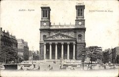 VINTAGE POSTCARD Paris Church Vincent Saint