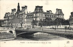CPA Paris Le Pont d'Arcole et L'Hotel de Ville