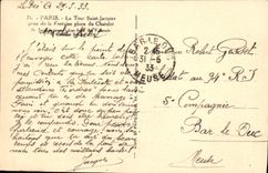 VINTAGE POSTCARD Paris the Tower Holy Jacques taken of the fountain places of Chatelet