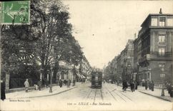 VINTAGE POSTCARD Lille Rue National Tram Roller skates Ideal Skating