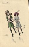 VINTAGE POSTCARD Enfants Roller skates Skating Rink