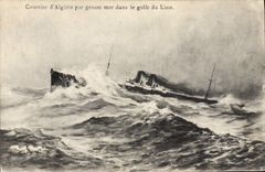 CPA Bateau Courrier d'Algerie par grosse mer dans le golfe du lion