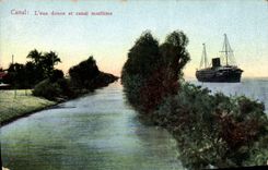 VINTAGE POSTCARD Boat Steamer Egypt Egypt Canal fresh water and ship canal
