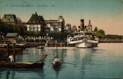 VINTAGE POSTCARD Evian Boat les Bains the port