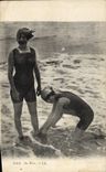 VINTAGE POSTCARD Women Bathing suit With the bath