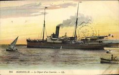 CPA Bateau Marseille Le depart d'un courrier 