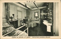 VINTAGE POSTCARD Bateau Steamer SGTM Cabine of priority has 2 places Bathroom