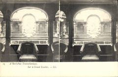 VINTAGE POSTCARD Boat Transatlantic liner On the large staircase