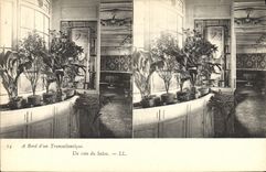 CPA Bateau Paquebot Transatlantique Un coin du salon 