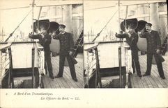 CPA Bateau Paquebot Transatlantique Les officiers du bord 