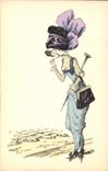 VINTAGE POSTCARD Fantasy Illustrator Roberty Woman Hat