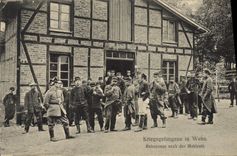 POSTAL Militaria Kriegsgefangene de la VENDIMIA en el der Mahlzeit del nach de Wahn Ruhepause