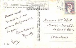 POSTAL MODERNA Avignon el Rhone y el puente santo Benezet