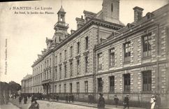 VINTAGE POSTCARD Nantes School the college At the bottom the botanical garden