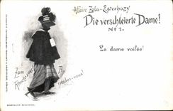 CPA Affaire Dreyfus Zola Estehazy La dame voilee