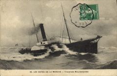 VINTAGE POSTCARD Boat dimensions of the Crossed English Channel mouvementee