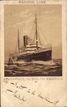 VINTAGE POSTCARD Boat Steamer Pacific Line Liverpool to South America