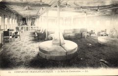 CPA Bateau Paquebot Compagnie Transatlantique Le salon de conversation