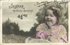 VINTAGE POSTCARD Fantasy First name Jeanne Child