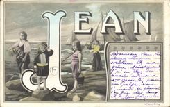 VINTAGE POSTCARD Fantasy First name Jean Boats