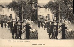 VINTAGE POSTCARD Paris Botanical garden the swans Children