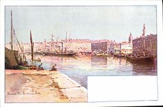 CPA Fantaisie Illustrateur Casimir Raymond Marseille Le vieux port 