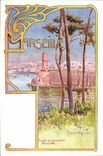 VINTAGE POSTCARD Fantasy Illustrator Casimir Raymond Marseilles Entered of the old port
