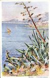 VINTAGE POSTCARD Fantasy Illustrator Menton Panoramic View Casimir Raymond