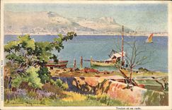 CPA Fantaisie Illustrateur Casimir Raymond Toulon et sa rade