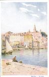 CPA Fantaisie Illustrateur Casimir Raymond Menton Le port Bateau Peche Pecheur 