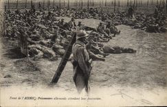 VINTAGE POSTCARD Militaria Face of Aisne German Prisoners awaiting their evacuation
