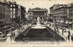CPA Marseille Square De La Bourse Et Monument De Pierre Puget