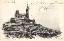 CPA Marseille Basilique De Notre Dame De La Garde vue prise de la passerelle de l'ascenseur 