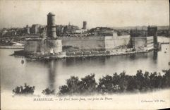 CPA Marseille Le Fort Saint Jean vue prise du Pharo 