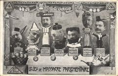 CPA Le jeu de massacre parlementaire Brisson Vallee Rouvier Combes Pelletan Berteaux Delcasse Lapin