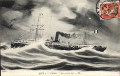 CPA Bateau Paquebot L'Adour par grosse mer 