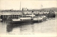 VINTAGE POSTCARD Cherbourg Boat Ariadne leaving the port