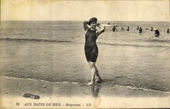 VINTAGE POSTCARD Folklore Bathing suit Woman