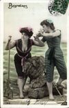 VINTAGE POSTCARD Folklore Bathing suit Woman Bathers