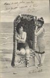 VINTAGE POSTCARD Folklore Bathing suit Women