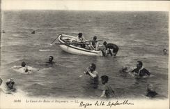 VINTAGE POSTCARD Folklore Bathing suit Woman the boat of the baths and bathers