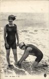 VINTAGE POSTCARD Folklore Bathing suit Women With the bath