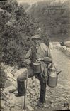 CPA Folklore Pyrenees Marchand de lait TOP