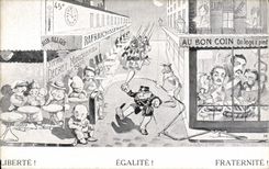 CPA Politique Satirique Liberte Egalite Fraternite Au Bon Coin Police Policier 