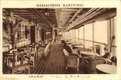 VINTAGE POSTCARD Boat Steamer Maritime Transport Aramis the promenade deck
