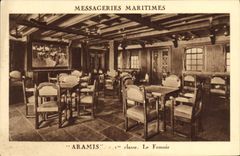 CPA Bateau Paquebot Messageries Maritimes Aramais Le fumoir Tabac