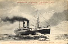 VINTAGE POSTCARD Boat Steamer General Company Transatlantic Charles Roux